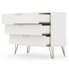 Manhattan Comfort Rockefeller Mid-Century- Modern Dresser with 3-Drawers in White