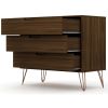 Manhattan Comfort Rockefeller Mid-Century- Modern Dresser with 3-Drawers in Brown