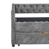 Twin Size Daybed with Drawers Upholstered Tufted Sofa Bed, with Button on Back and Copper Nail on Waved Shape Arms, Grey (81.5''x4''x30.5'')