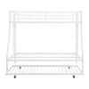 Twin over Full Bed with Sturdy Steel Frame, Bunk Bed with Twin Size Trundle, Two-Side Ladders, White