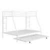 Twin over Full Bed with Sturdy Steel Frame, Bunk Bed with Twin Size Trundle, Two-Side Ladders, White