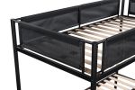 Twin over Full Metal Bunk Bed with Trundle/ Sturdy Metal Bed Frame/ Noise-Free Wood Slats/ Comfortable Textilene Guardrail/ Space-saving Trundle/ Bunk