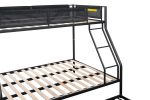 Twin over Full Metal Bunk Bed with Trundle/ Sturdy Metal Bed Frame/ Noise-Free Wood Slats/ Comfortable Textilene Guardrail/ Space-saving Trundle/ Bunk