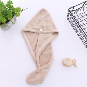 1pc Fast Drying Hair Towel With Button, Super Absorbent Hair Towel Wrap, Soft And Water-Absorbing Hair Drying Towel, Fast Drying Hair Wraps For Women, (Color: Beige)