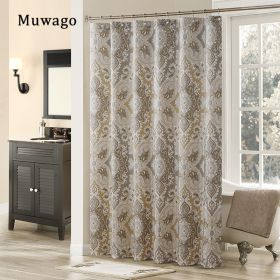 Muwago Khaki Classic Polyester Waterproof Fabric Paisley Printed Black Out Stain Resistant Mildew-Proofing Curtain For Barthroom (size: W72"*H72")