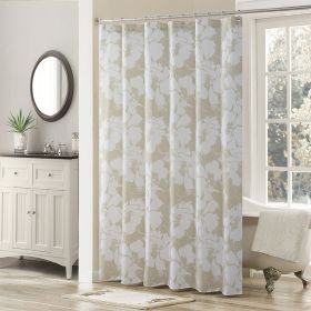 Muwago Vintage White Large Print Shower Curtain Beige Waterproof And Anti-Mould Bathing Partition Curtain Fabric Bathroom Decor (size: W78"*H72")