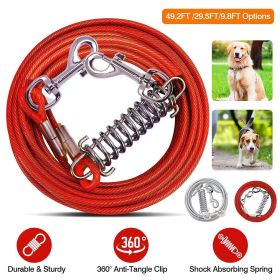 Dog Tie Out Cable Long Dog Leash Chew Proof Lead Dog Chain with Durable Spring 360¬∞ Rotatable Clips PVC Case for Outside Yard Caming (Color: Red, size: 3m)