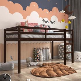 Campbell Wood Twin Junior Loft Bunk Bed, Espresso (Color: White)