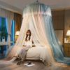 Princess Bed Canopy for Girls,Bed Canopy Curtain- Double Layer Sheer Mesh Dome Bed Curtain- Round Lace Princess Mosquito Net Tent for Twin Full Queen