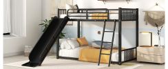 Metal Bunk Bed with Slide, Twin over Twin