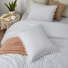 Boho Comforter Set, Boho Bedding set with Pom Poms Fringe Design, 1 Aesthetic Comforter and 2 Pillowshams