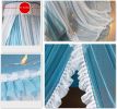 Princess Bed Canopy for Girls,Bed Canopy Curtain- Double Layer Sheer Mesh Dome Bed Curtain- Round Lace Princess Mosquito Net Tent for Twin Full Queen